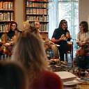 Group discussion at a book event